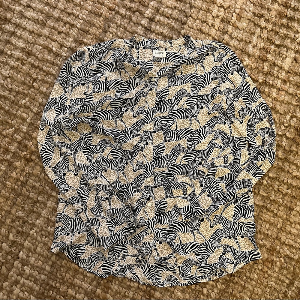 J. Crew Animal Print Button-Up Shirt- women’s size M-EUC
